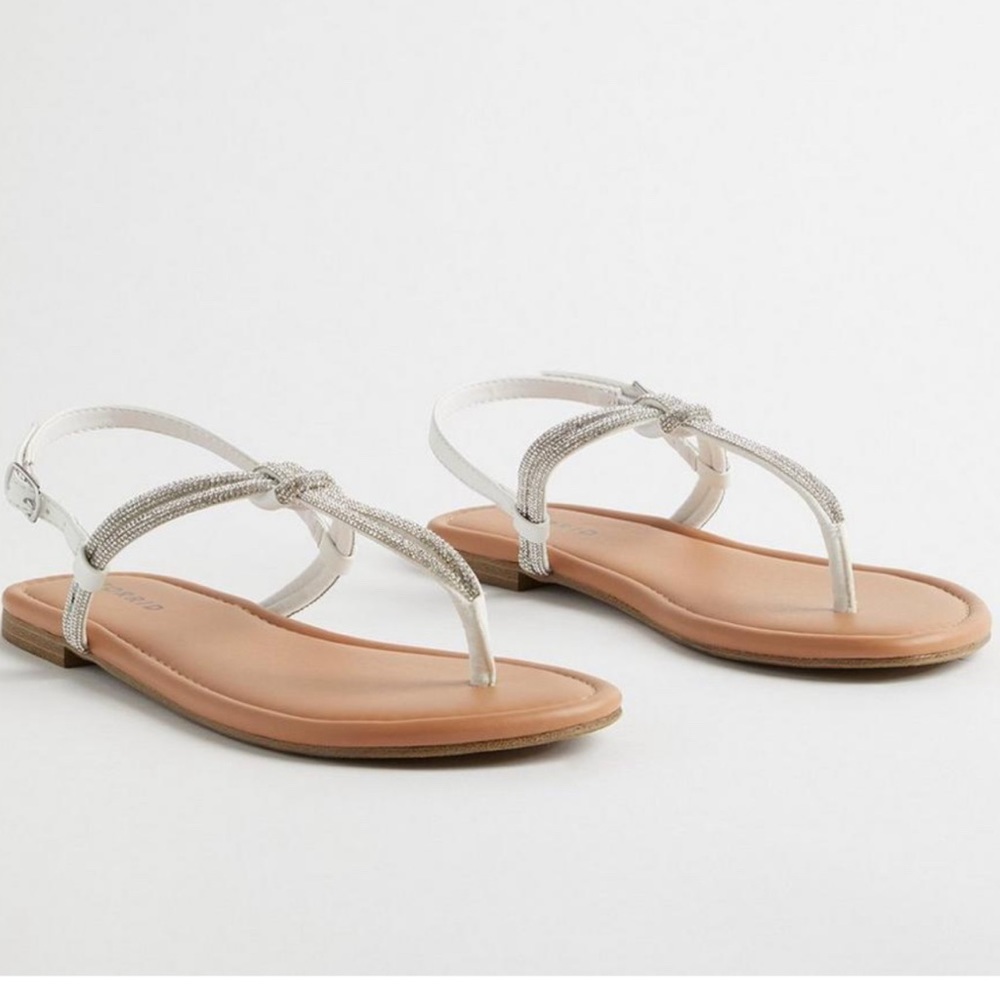 TORRID Embellished Knot T-Strap Sandal (WW): BROWN/WHITE: NEW WITH TAGS: 11.5 WW